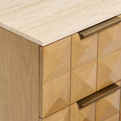 Benedict Natural Oak Bedside Table - Travertine