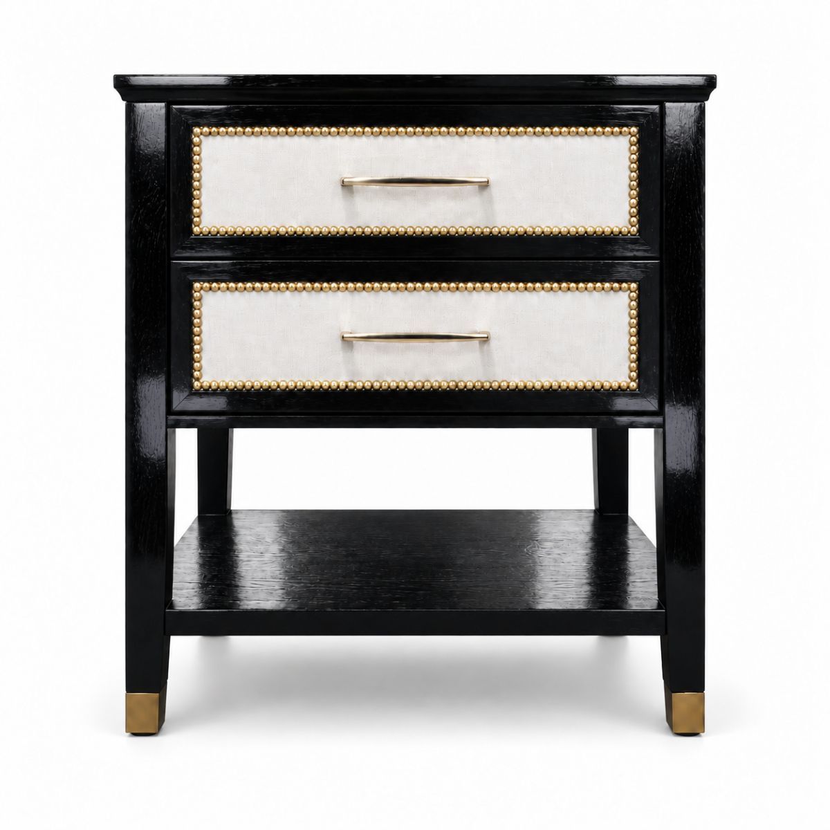 Lincoln 50x50cm Bedside Table with Shelf - Black - OUTLET NSW