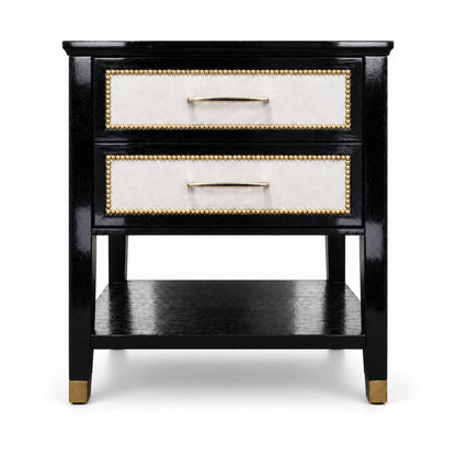Lincoln 50x50cm Bedside Table with Shelf - Black - OUTLET NSW