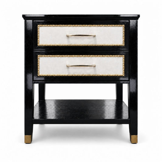 Lincoln 50x50cm Bedside Table with Shelf - Black - OUTLET NSW