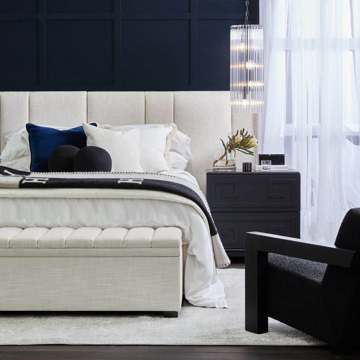 Soho Storage Bench Ottoman - Off White Linen
