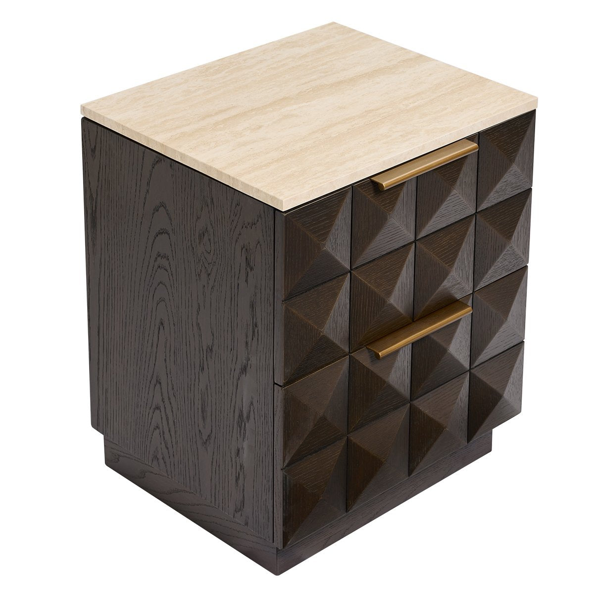 Benedict Smoked Oak Bedside Table - Travertine