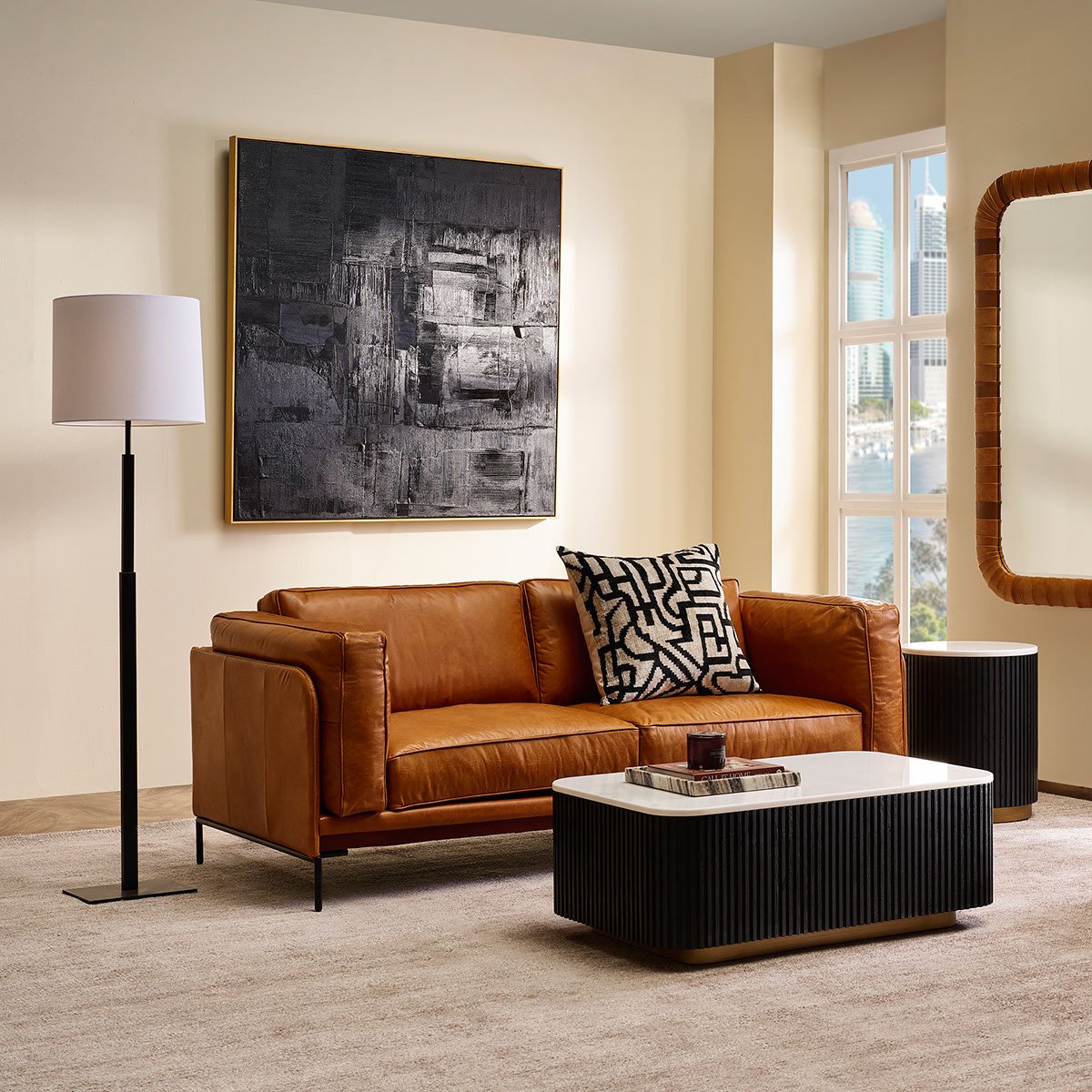 Keaton 2.5 Seater Sofa - Light Brown Leather