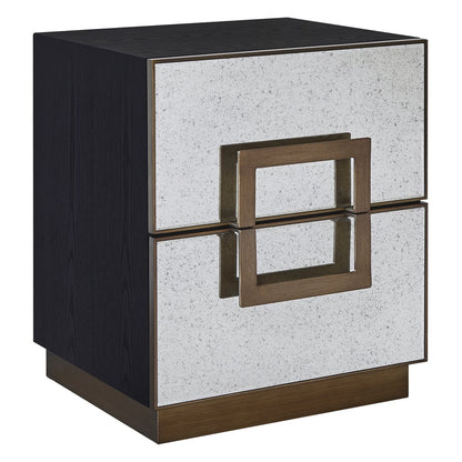 Mira 50x60cm Mirrored Bedside Table - Antique Bronze