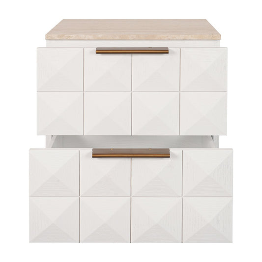 Benedict White Oak Bedside Table - Travertine