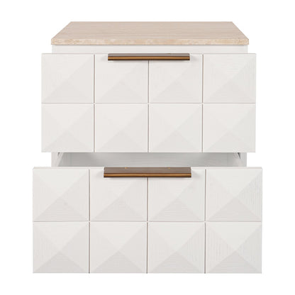 Benedict White Oak Bedside Table - Travertine