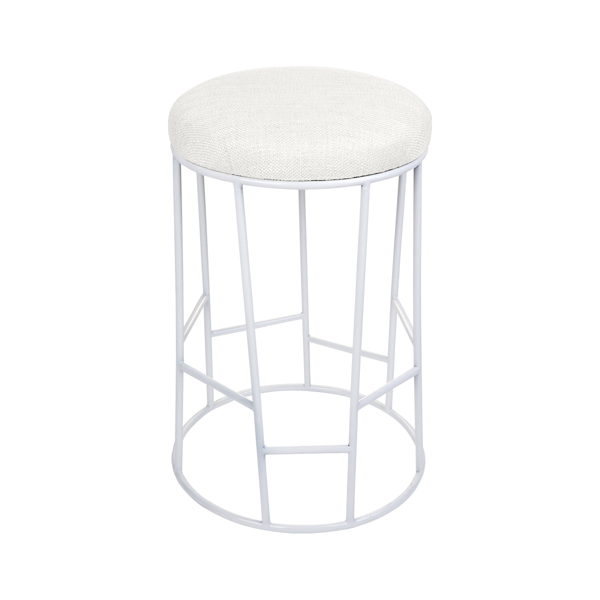 Aiden White Steel Kitchen Stool - Natural Linen