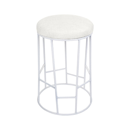 Aiden White Steel Kitchen Stool - Natural Linen