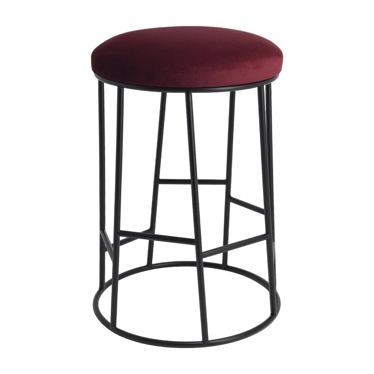 Aiden Black Steel Kitchen Stool - Mulberry Velvet