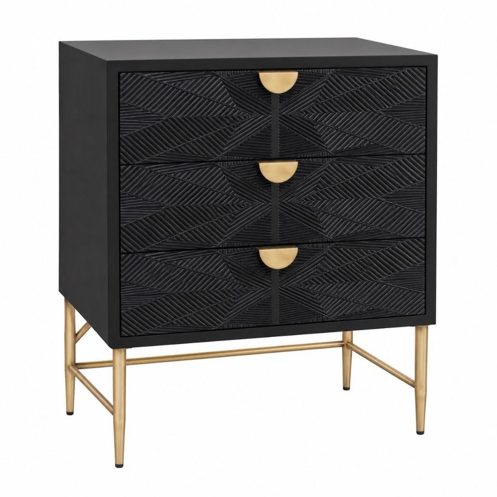 Beatrice 80cm 3 Drawer Chest - Black - OUTLET NSW