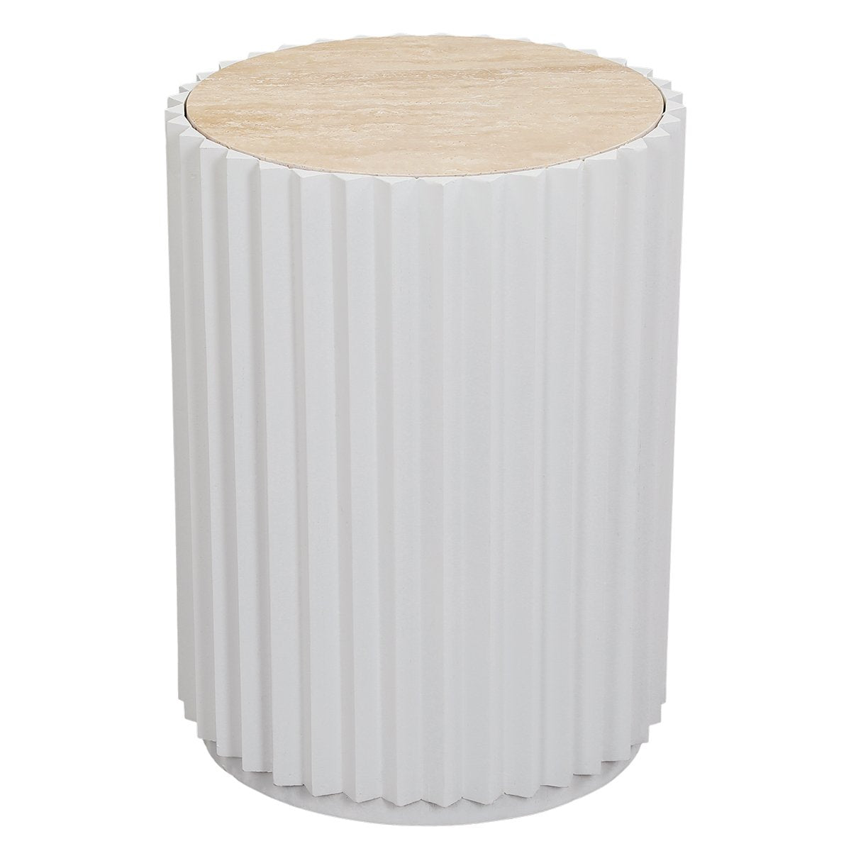 Carter Travertine Side Table - White