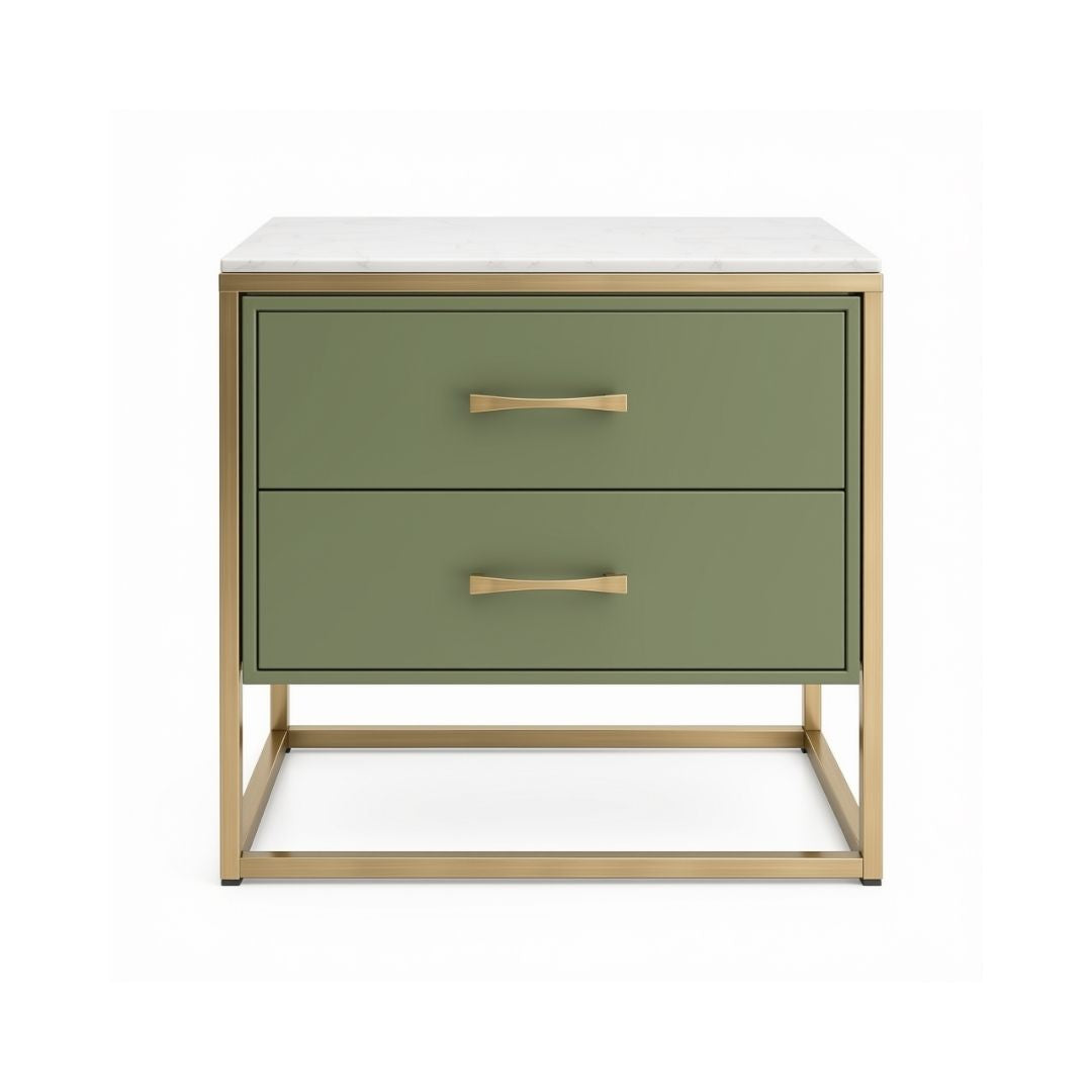 Phillippe 60x60cm Bedside Table - Olive - OUTLET NSW