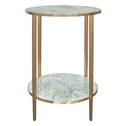 Chloe Dusty Jade Marble Side Table - Gold