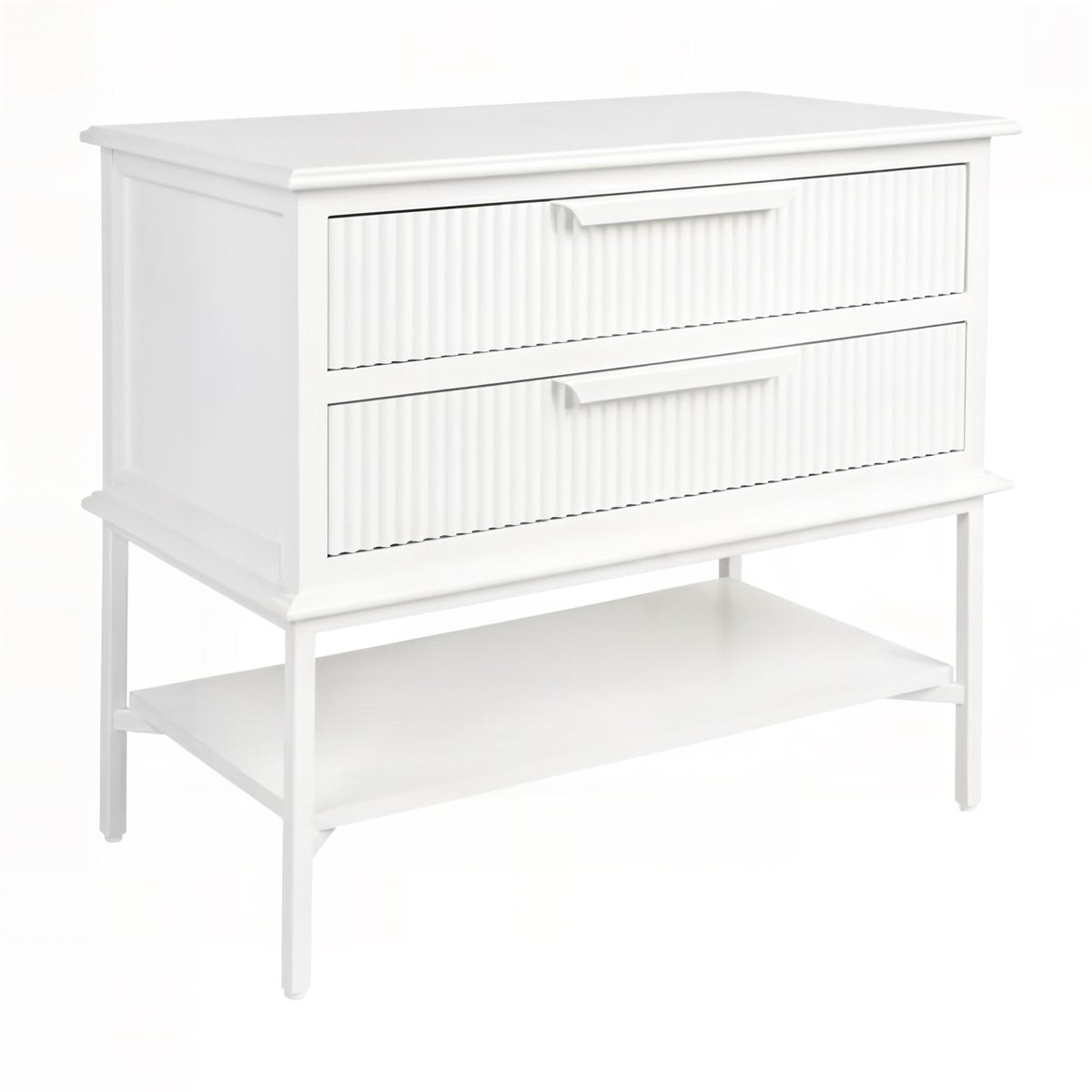 Aimee 76x70cm Bedside Table - Large All White - OUTLET NSW