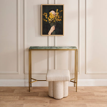 Chloe Dusty Jade Marble Console Table - Small Gold