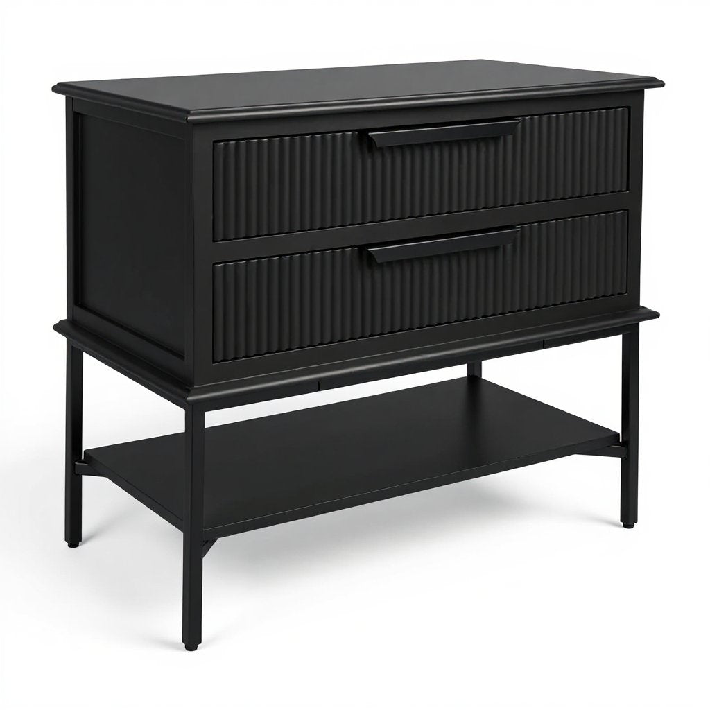 Aimee Bedside Table - Large All Black Set of 2