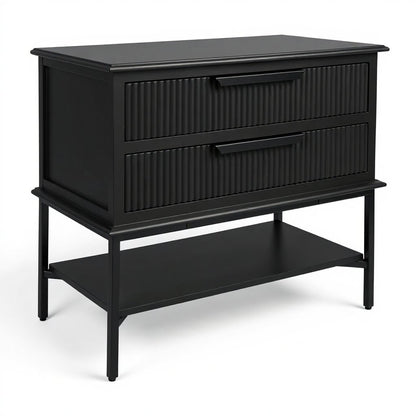 Aimee Bedside Table - Large All Black Set of 2