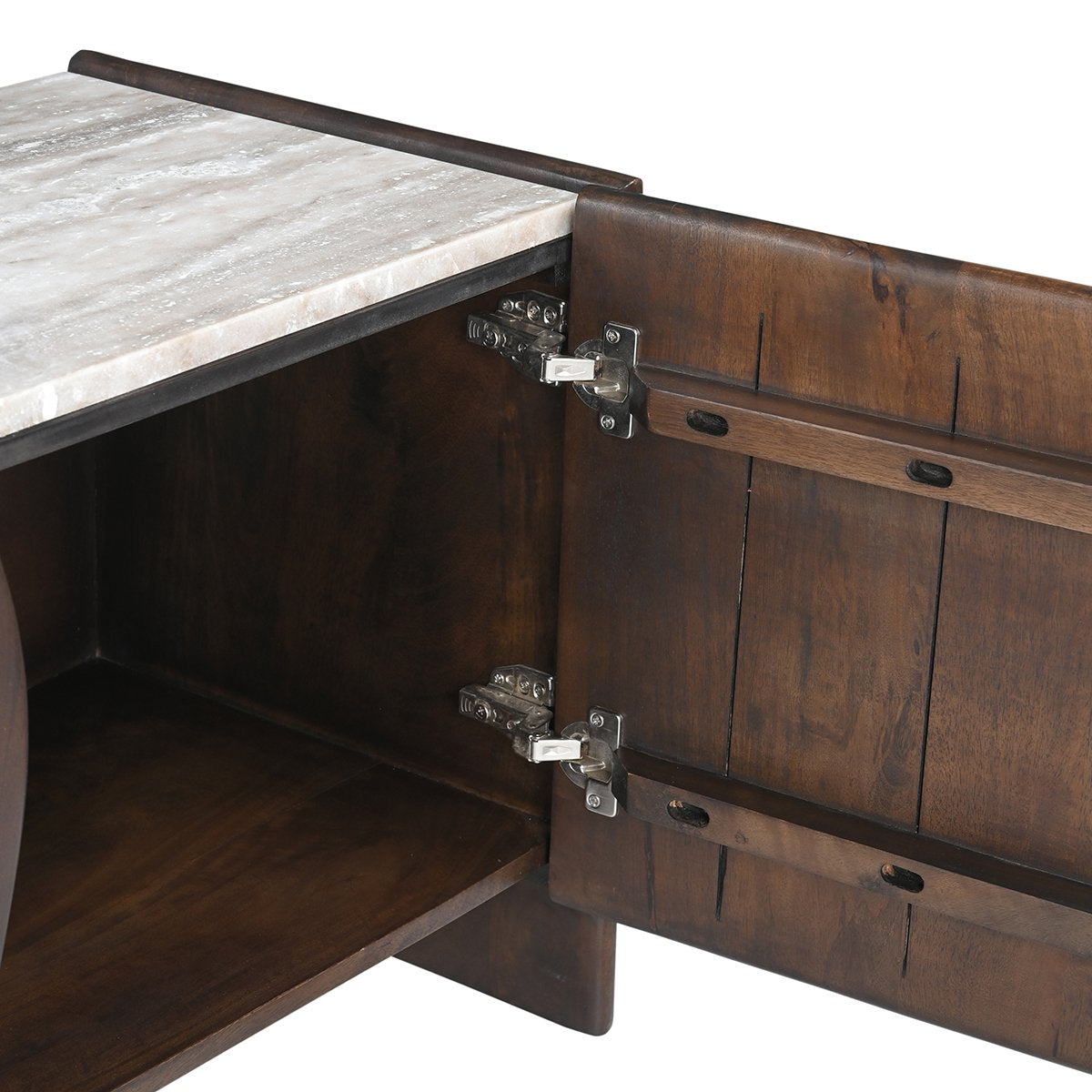 Edwin River Brown Marble Entertainment Unit - Dark Walnut
