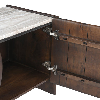Edwin River Brown Marble Entertainment Unit - Dark Walnut