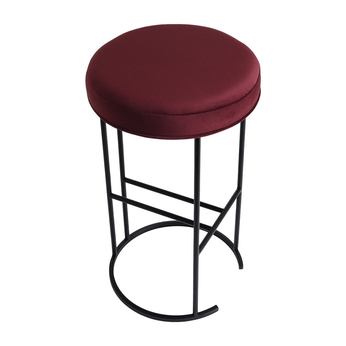 Blackley Black Iron Kitchen Stool - Mulberry Velvet