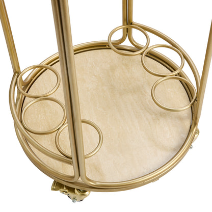 Wentworth Round Bar Cart - Antique Gold