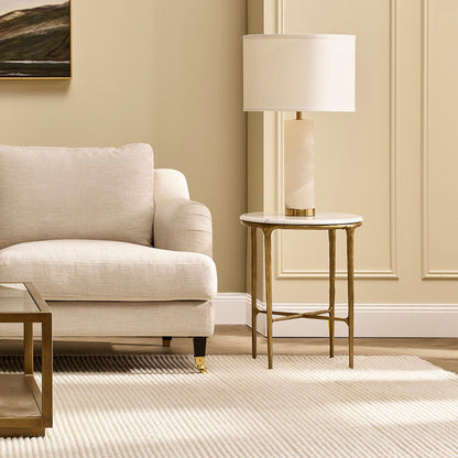 Heston Marble Round Side Table - Brass