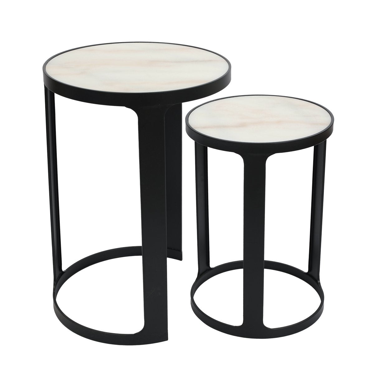 Isabelle Marble Nesting Side Tables - Black - OUTLET NSW
