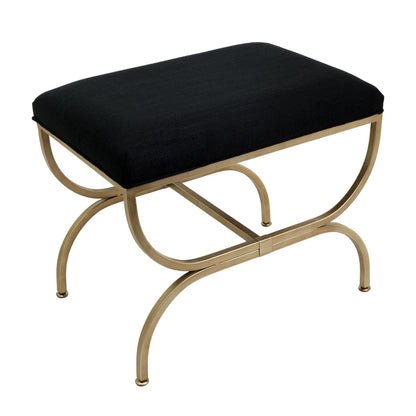 Novak Antique Gold Iron Stool - Black Linen - OUTLET NSW