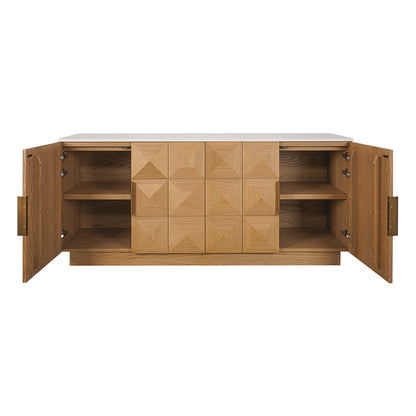 Benedict 170cm Natural Oak Buffet - White Marble