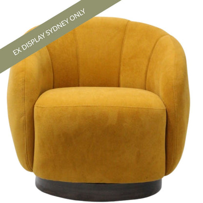 Camden Swivel Arm Chair - Mustard Velvet - OUTLET NSW