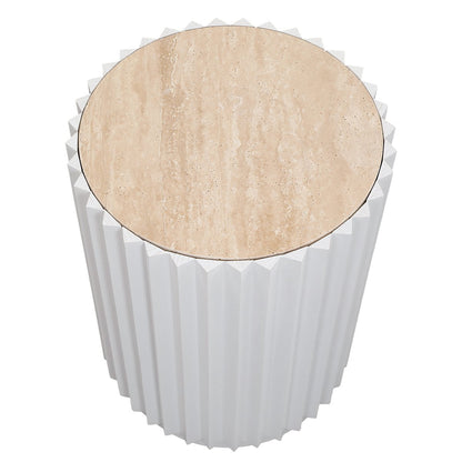 Carter Travertine Side Table - White