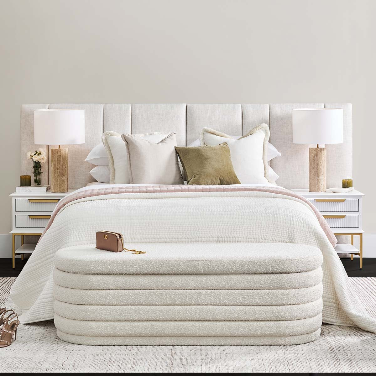 Aimee Small White Bedside Table Set of 2