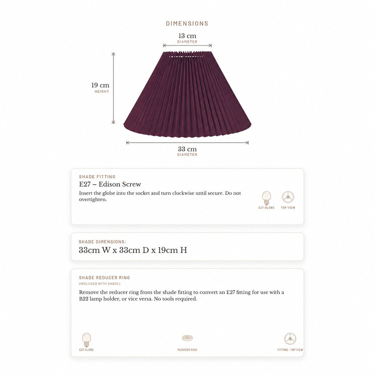 Anya Pleated Empire Shade - Small Plum