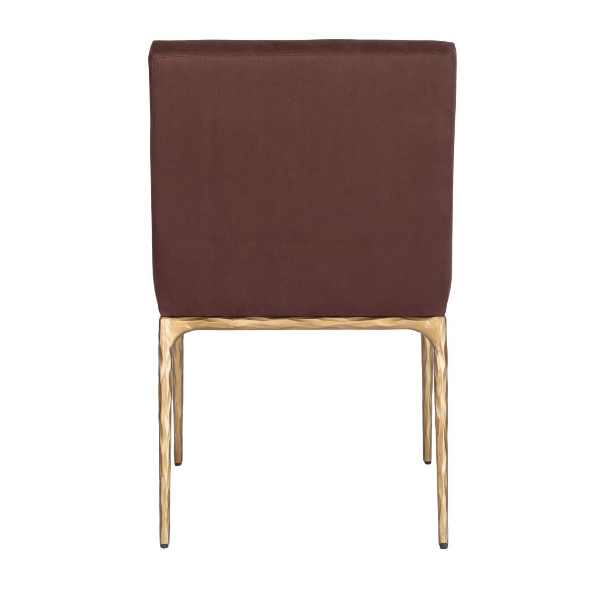 Heston Brass Dining Chair - Chocolate Linen