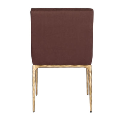 Heston Brass Dining Chair - Chocolate Linen
