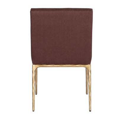 Heston Brass Dining Chair - Chocolate Linen