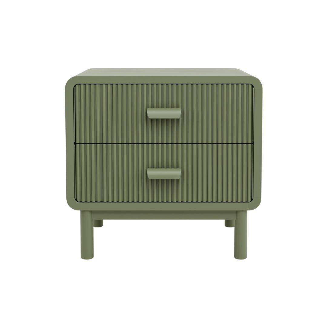 Olivia 55x55.5cm Bedside Table - Olive - OUTLET NSW