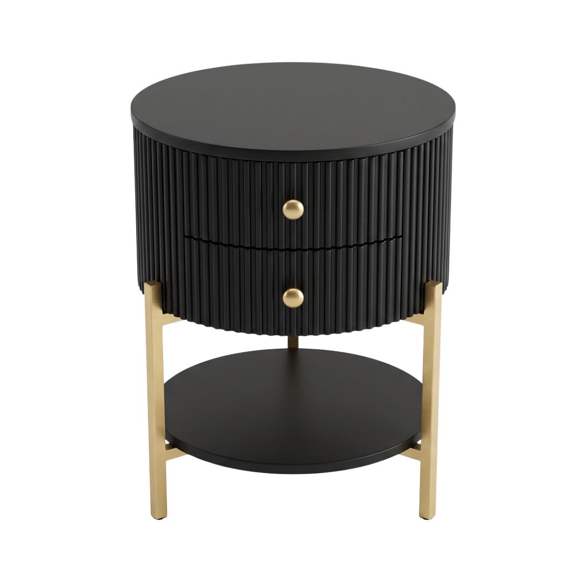 Aimee Round Bedside Table - Black