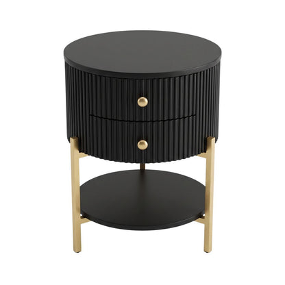 Aimee Round Bedside Table - Black