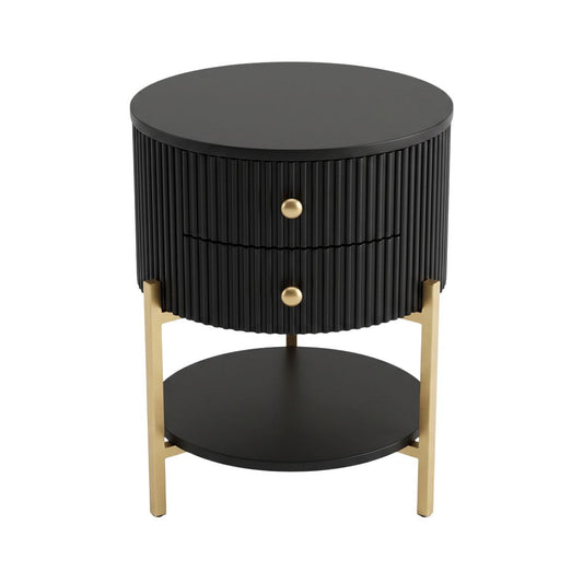 Aimee 45x55cm Round Bedside Table - Black