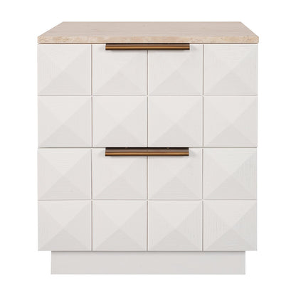 Benedict White Oak Bedside Table - Travertine