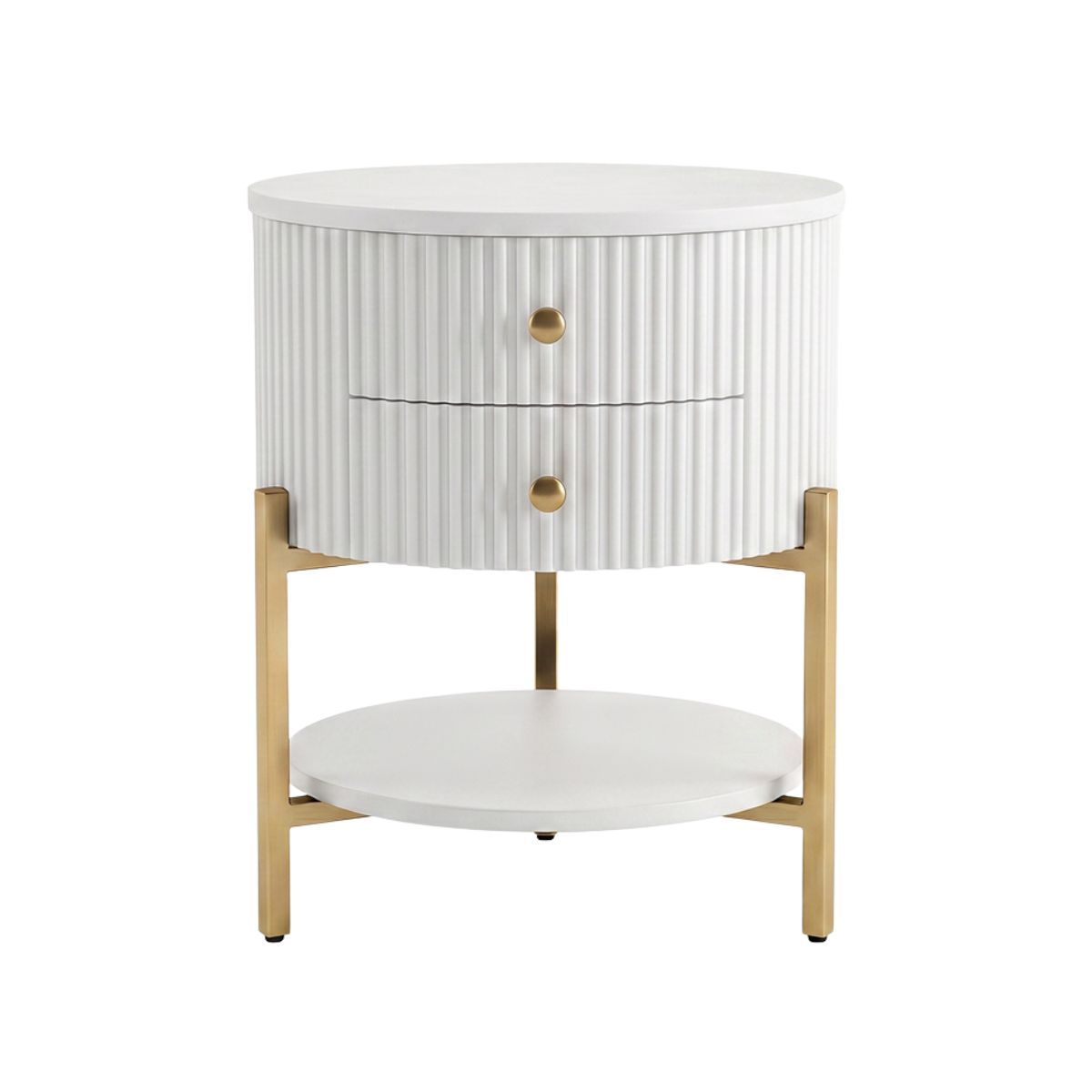 Aimee Round Bedside Table - White