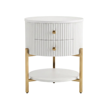 Aimee 45x55cm Round Bedside Table - White
