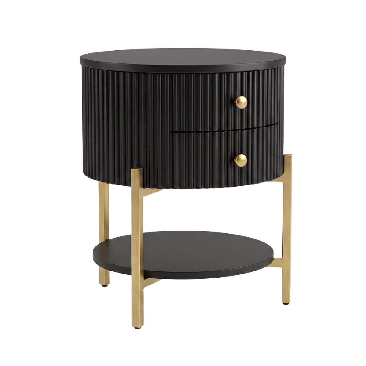 Aimee Round Bedside Table - Black