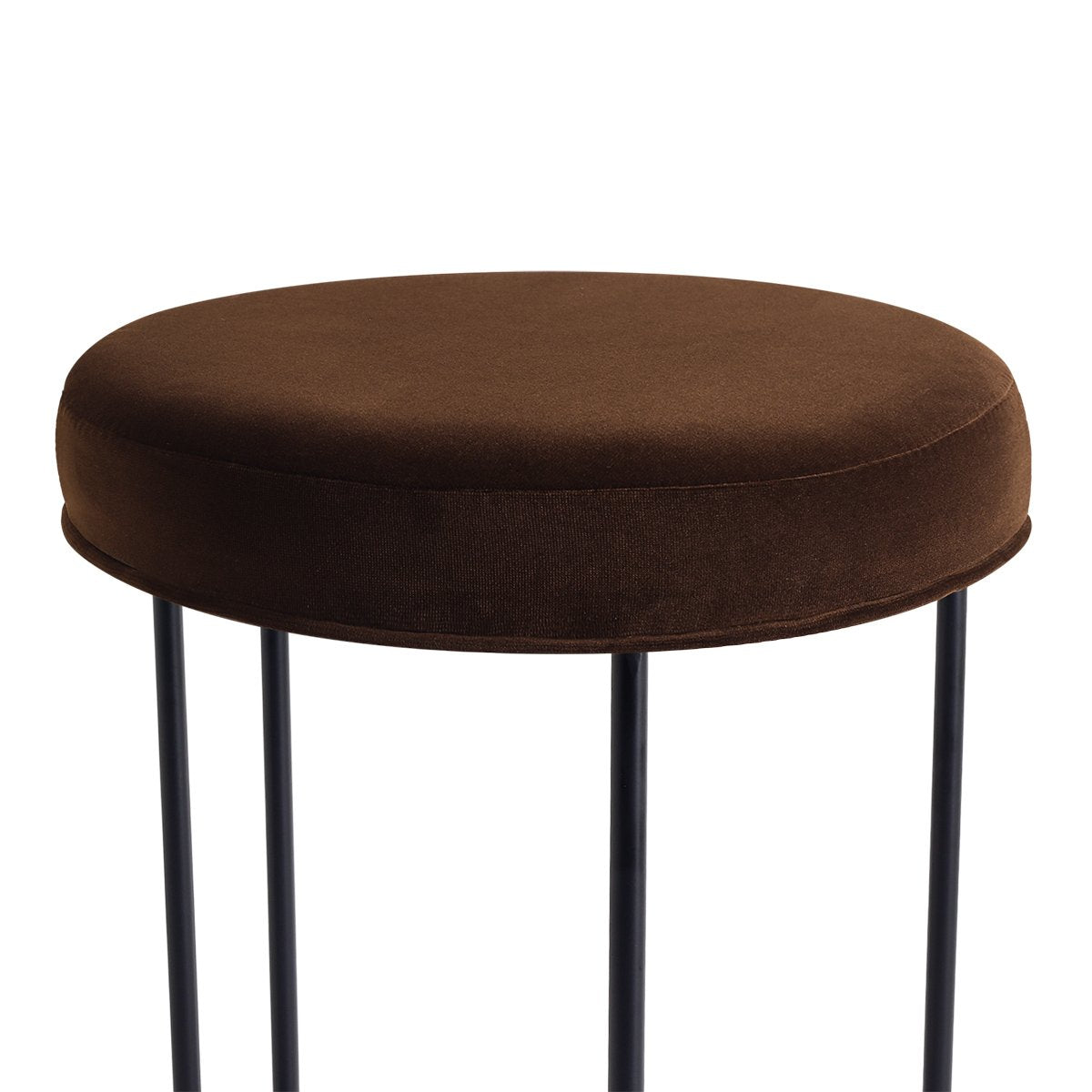 Blackley Black Iron Kitchen Stool - Dark Chocolate Velvet