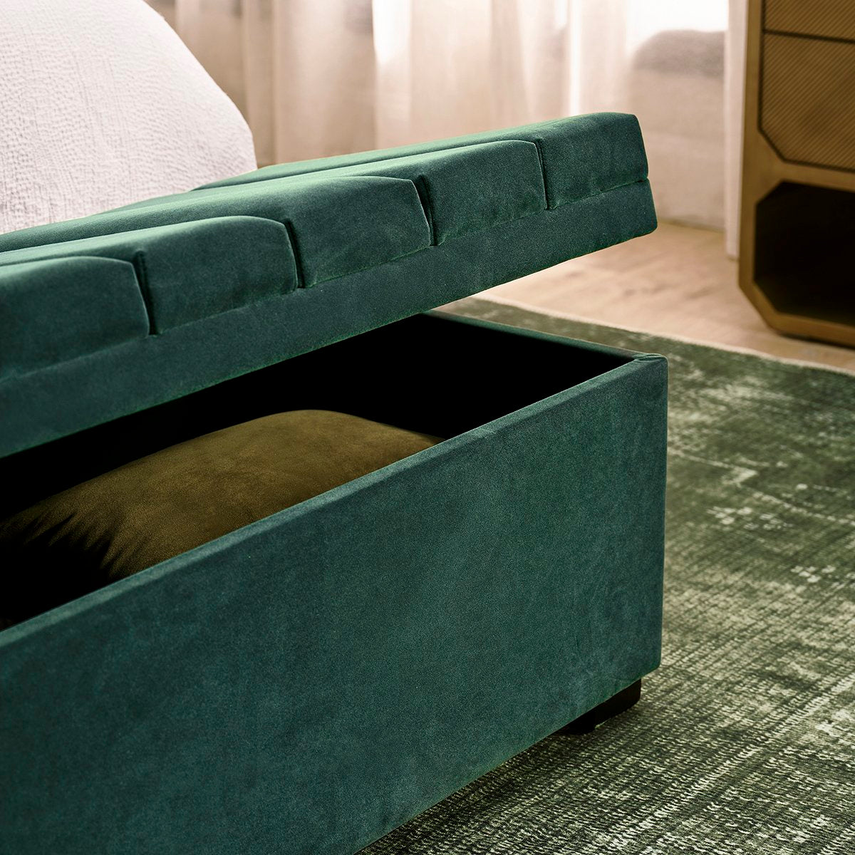 Soho Storage Bench Ottoman - Teal Velvet