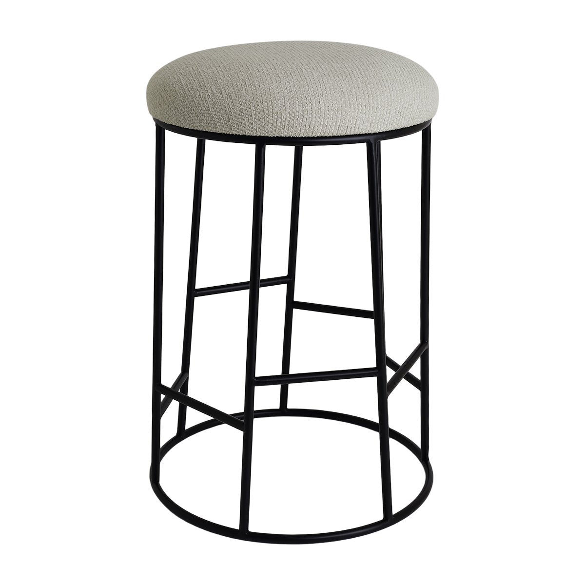 Aiden Black Steel Kitchen Stool - Speckle Ecru
