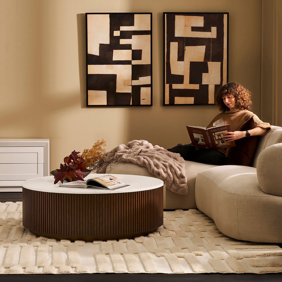 Mason Round Coffee Table - Large Walnut