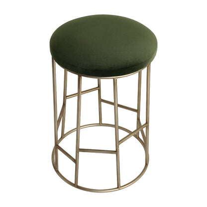 Aiden Gold Steel Kitchen Stool - Moss Velvet