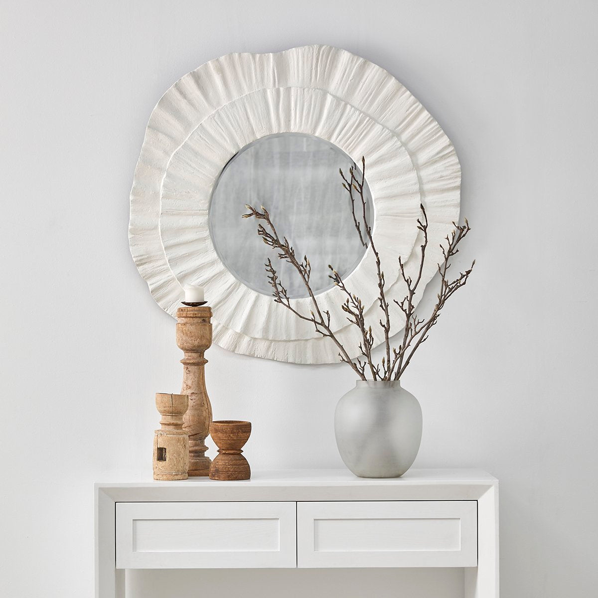 Corfu 108x102cm Wall Mirror - White
